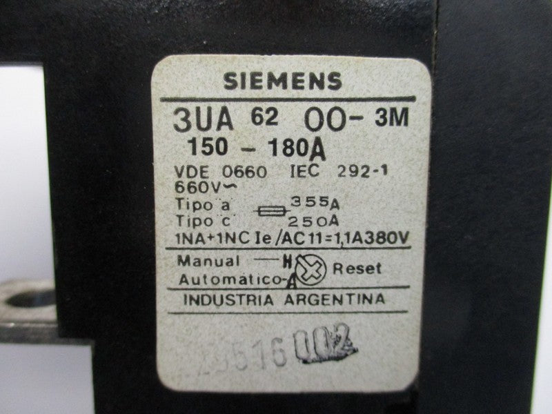 SIEMENS 3UA6200-3M 150-180A 660V NSMP