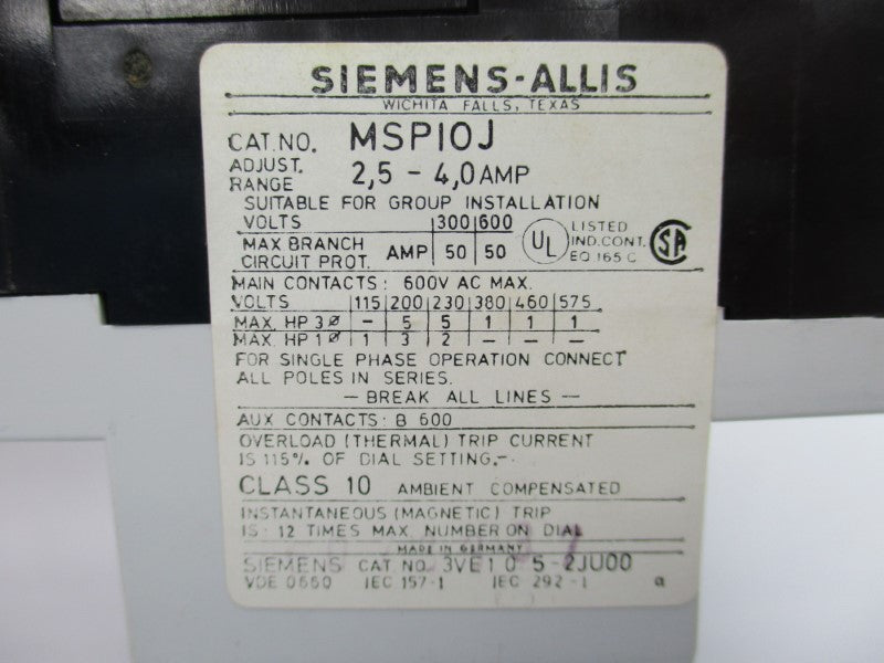 SIEMENS MSP1OJ NSNP