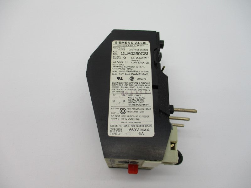 SIEMENS-ALLIS OLR0250CS1 1.6-2.5A 600VAC NSNP