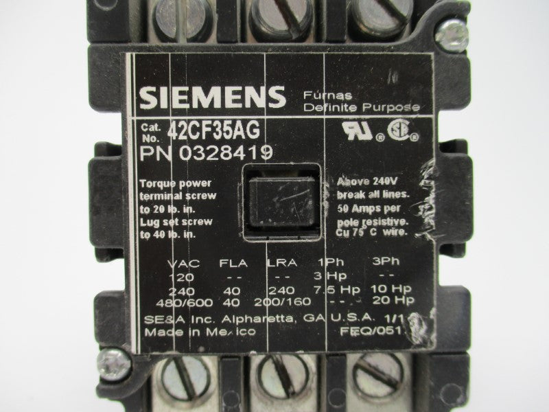 SIEMENS 42CF35AG 40A 480/600VAC NSNP
