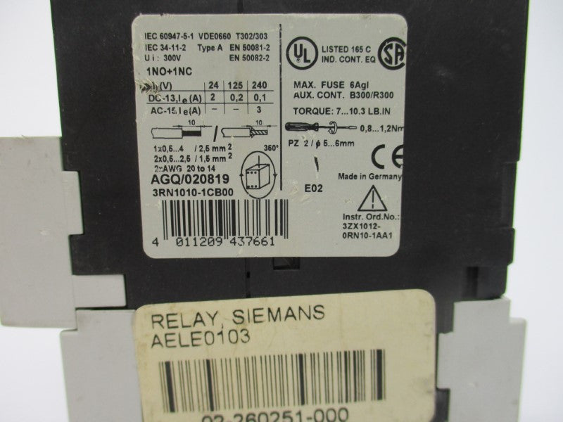 SIEMENS 3RN1010-1CB00 24VDC UNMP