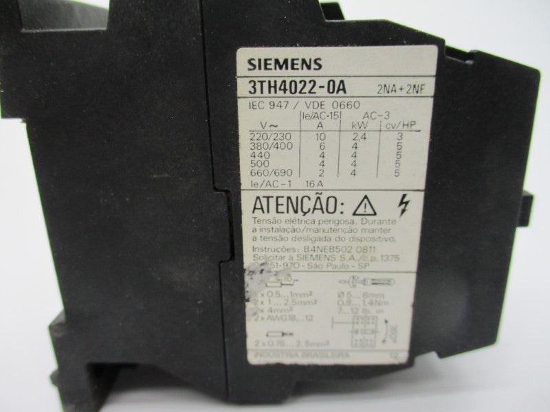 SIEMENS 3TH4022-0AN1 16A, 220V NSMP