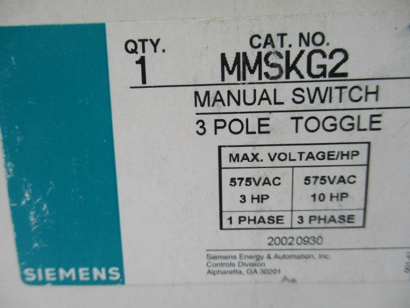 SIEMENS MMSKG2 (AS PICTURED) NSMP