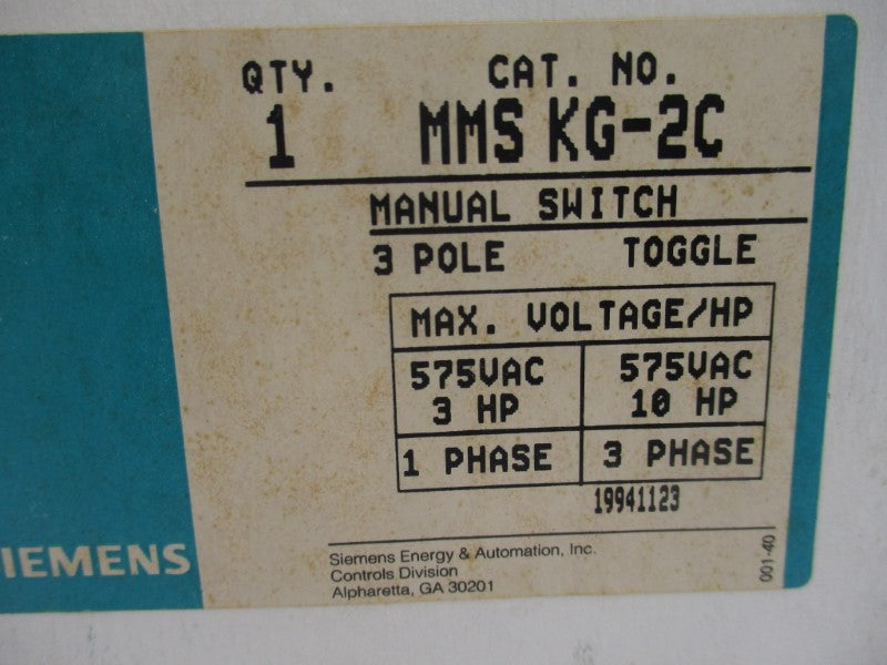 SIEMENS MMSKG-2C (AS PICTURED) NSMP