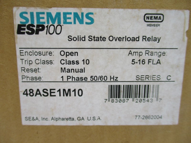 SIEMENS 48ASE1M10 5-16A NSMP