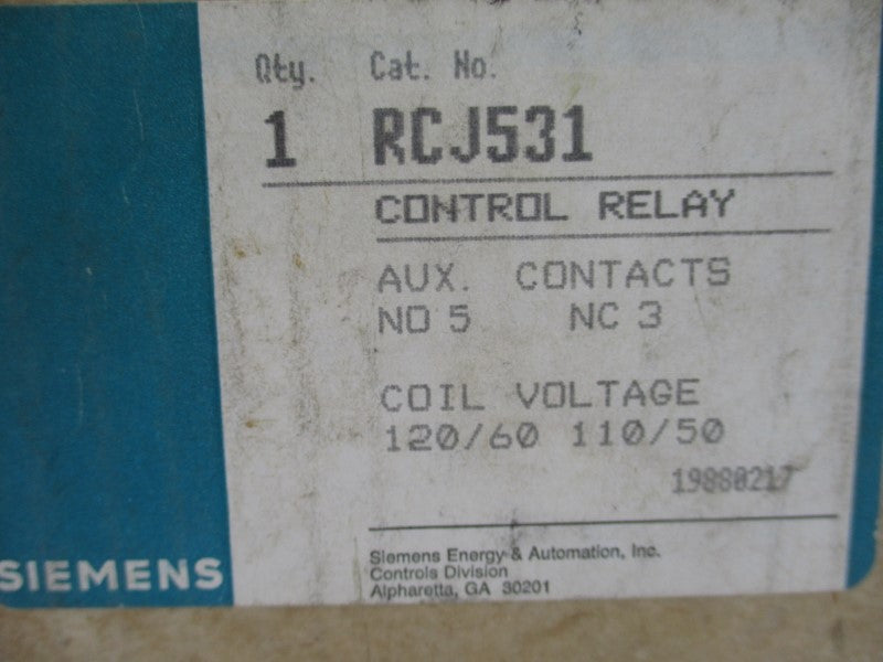 SIEMENS RCJ531 120/110V NSMP