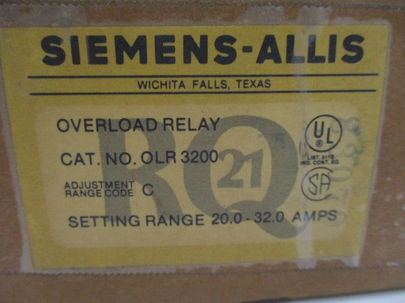 SIEMENS OLR3200 20-32A 600VAC NSMP