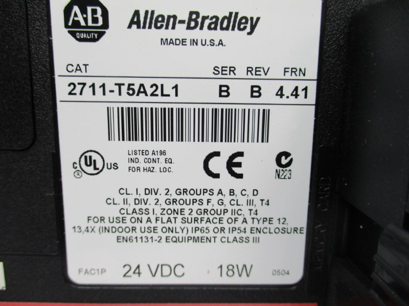ALLEN BRADLEY 2711-T5A2L1 SER. B F/W 4.41 UNMP