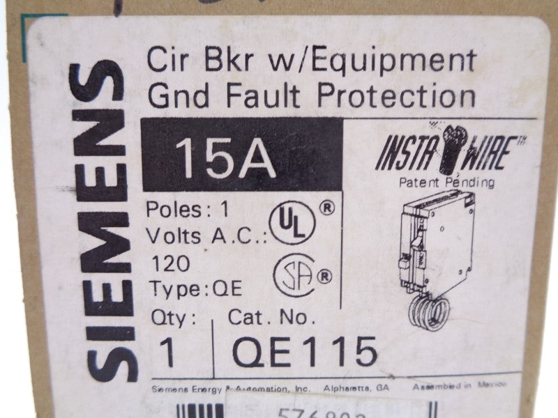 SIEMENS QE115 120VAC 15A NSMP