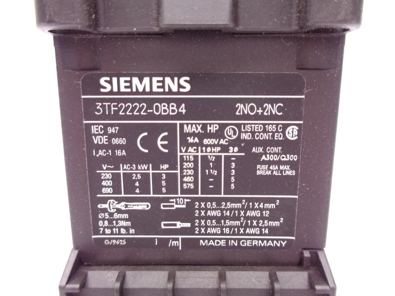 SIEMENS 3TF2222-0BB4 24VDC 16A NSNP