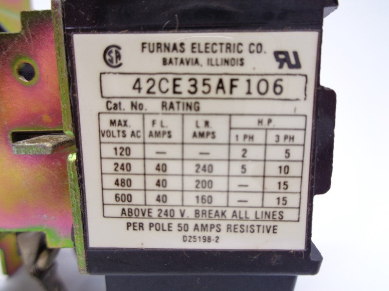 FURNAS 42CE35AF106 40A 600VAC NSNP