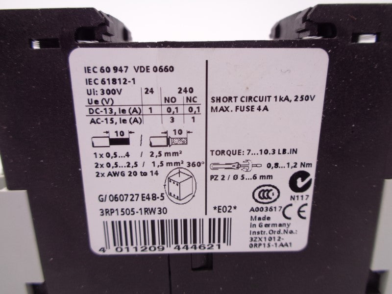 SIEMENS 3RP1505-1RW30 24-240VAC/DC NSMP