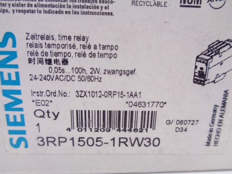 SIEMENS 3RP1505-1RW30 24-240VAC/DC NSMP