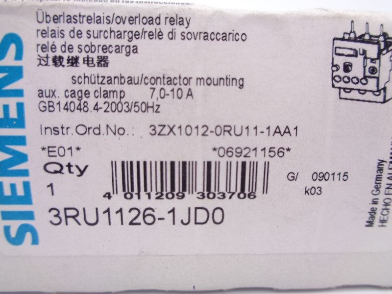 SIEMENS 3RU1126-1JD0 7.0-10A 690V NSMP