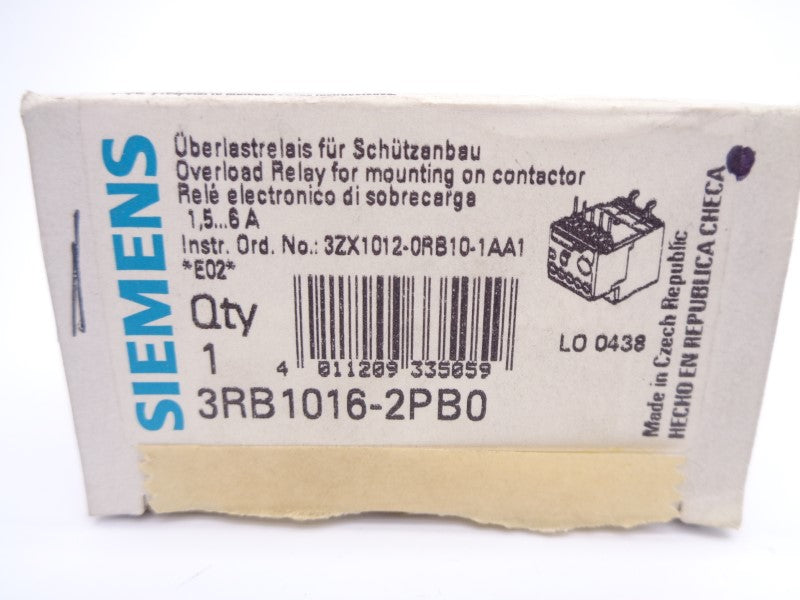SIEMENS 3RB1016-2PB0 1.5-6A 600V NSMP