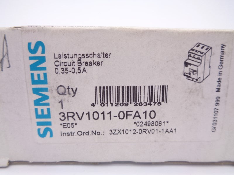 SIEMENS 3RV1011-0FA10 0.35-0.5A 690V NSMP