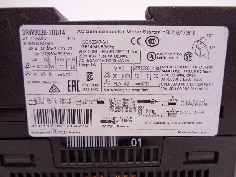 SIEMENS 3RW3036-1BB14 NSNP