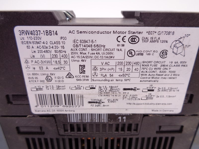 SIEMENS 3RW3037-1BB14 NSNP