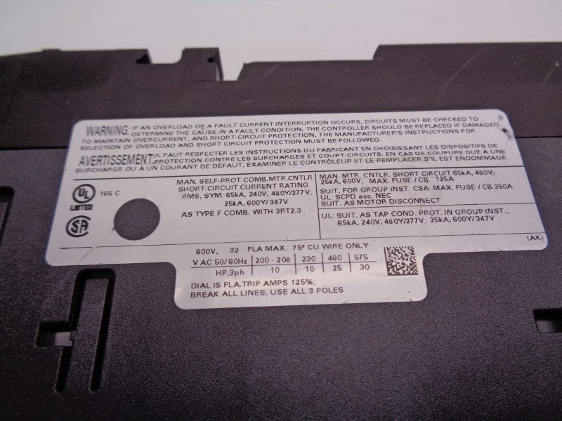 SIEMENS 3RV2031-4EA10 (AS PICTURED) 22-32A 600V NSNP