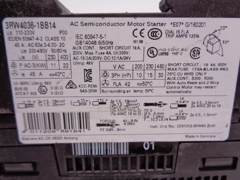 SIEMENS 3RW4036-1BB14 NSNP