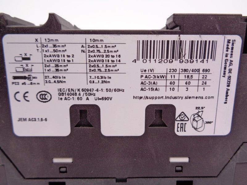 SIEMENS 3RT2035-1AK60 110/120V NSNP