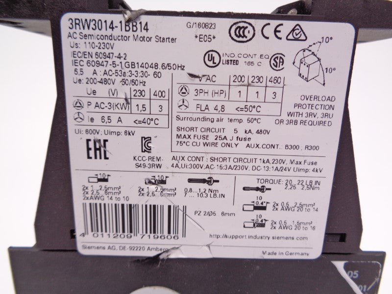 SIEMENS 3RW3014-1BB14 NSNP