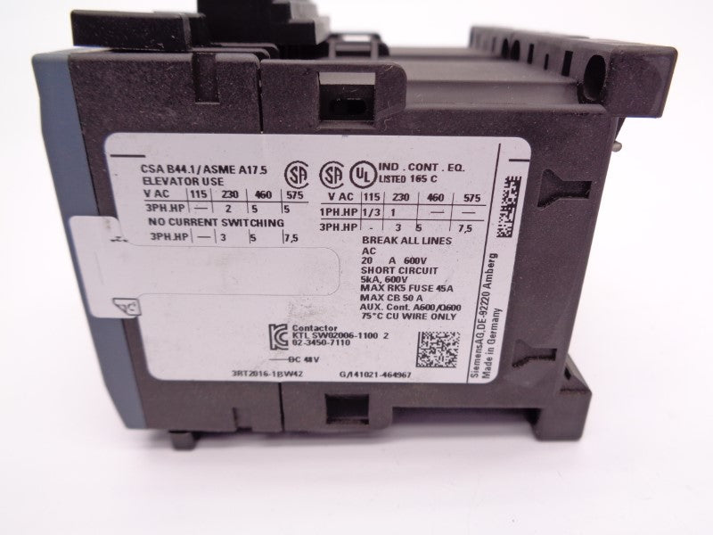 SIEMENS 3RT2016-1BW42 48VDC NSNP