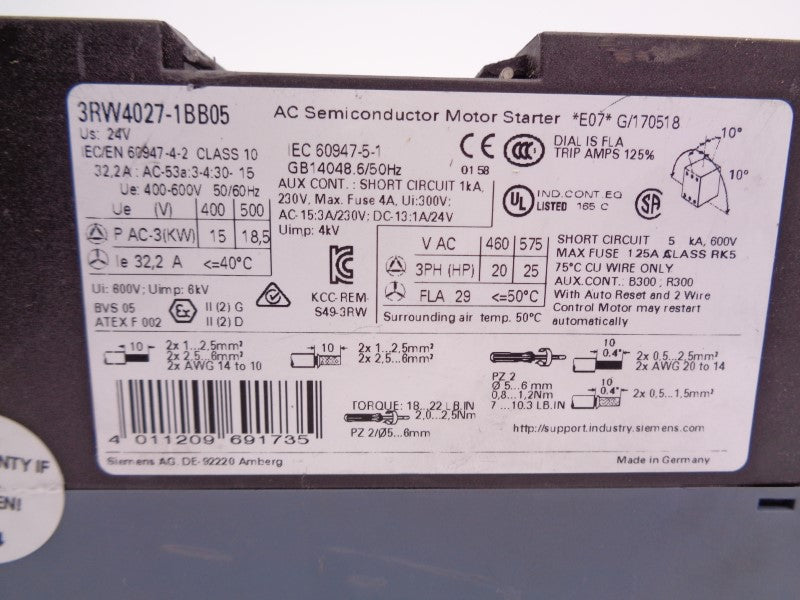 SIEMENS 3RW4027-1BB05 NSNP