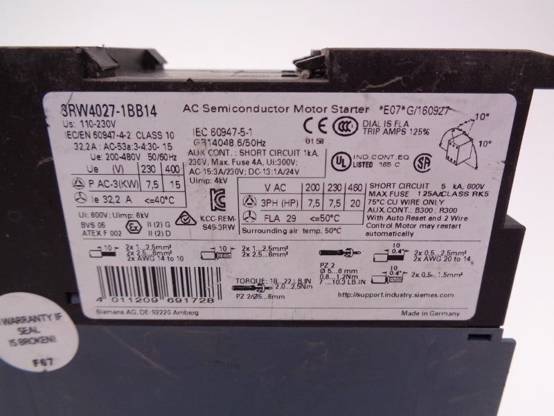 SIEMENS 3RW4027-1BB14 UNMP