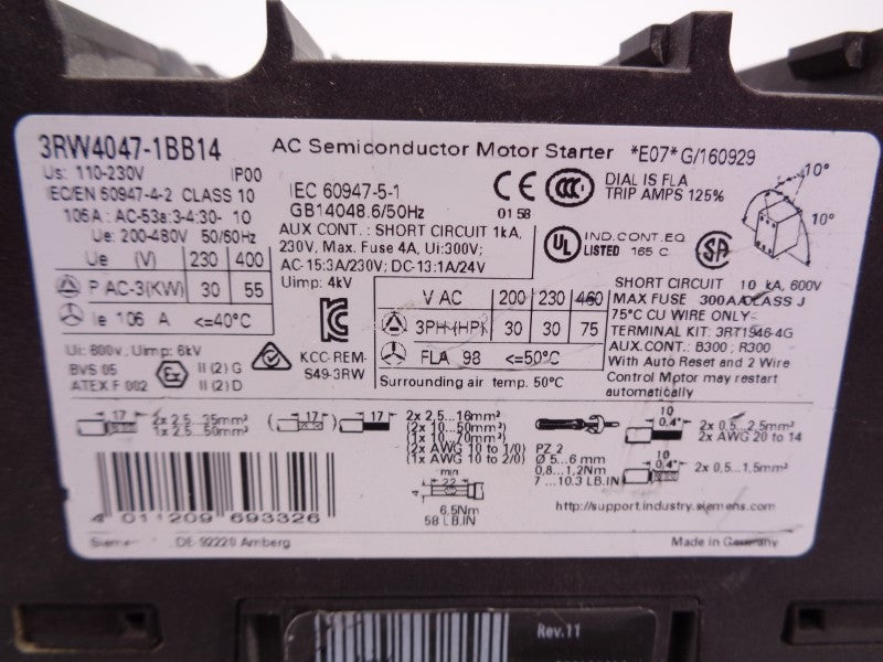 SIEMENS 3RW4047-1BB14 UNMP