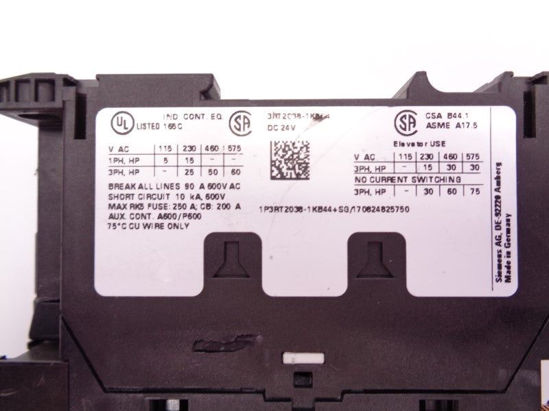 SIEMENS 3RT2038-1KB44 24VDC UNMP