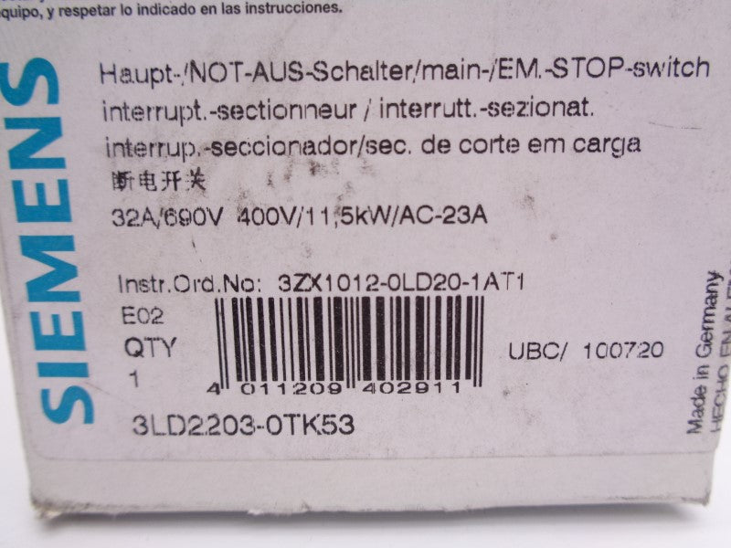 SIEMENS 3LD2203-0TK53 NSMP