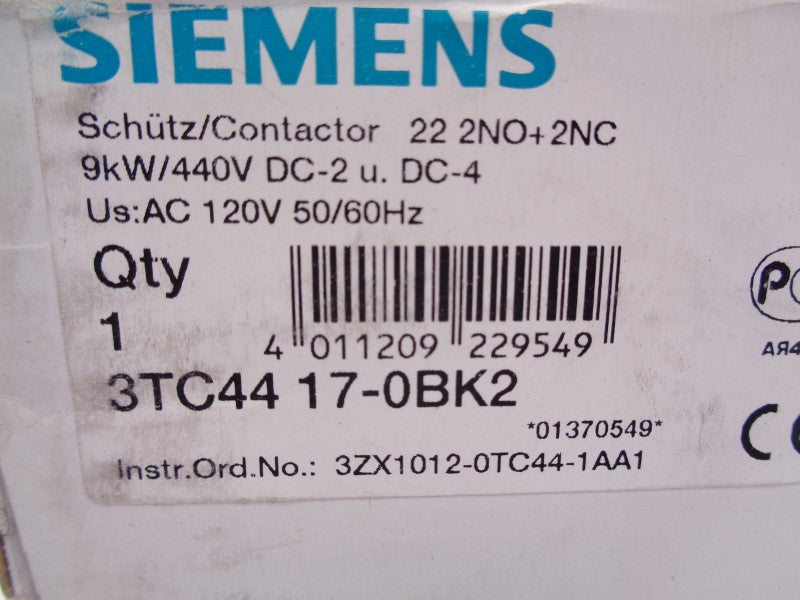 SIEMENS 3TC4417-0BK2 120VAC NSMP