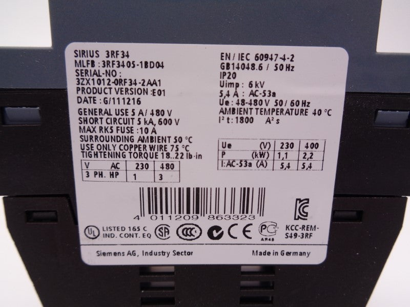 SIEMENS 3RF3405-1BD04 24VDC NSMP