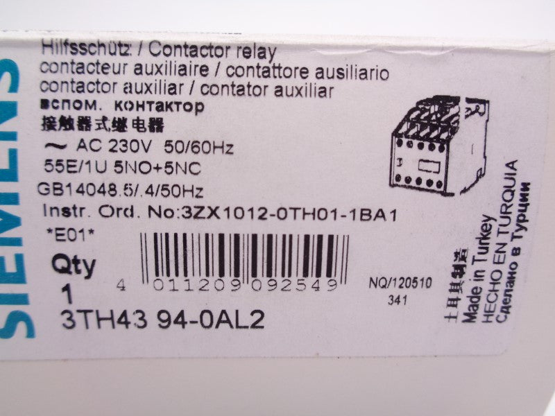 SIEMENS 3TH4394-0AL2 16A 230VAC NSMP