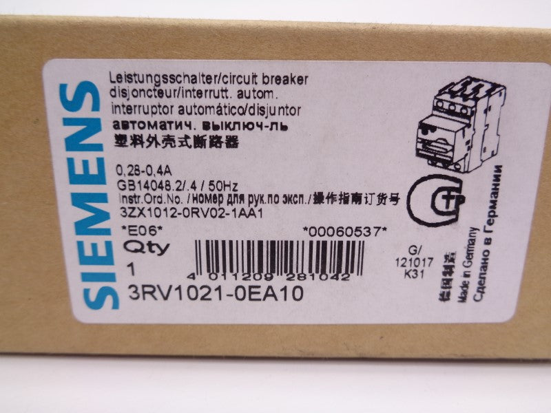 SIEMENS 3RV1021-0EA10 0.28-0.4A 575VAC NSMP