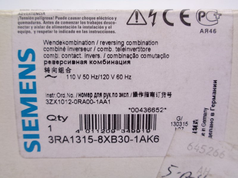 SIEMENS 3RA1315-8XB30-1AK6 110/120V NSMP