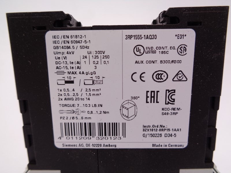 SIEMENS 3RP1555-1AQ30 0.05S-100H 100-127VAC 24VAC/DC NSMP
