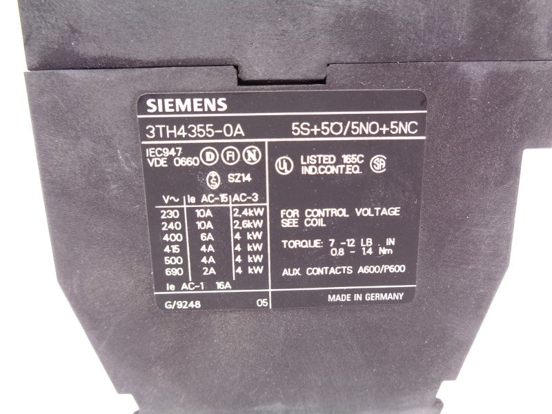 SIEMENS 3TH4355-0AK6 110/120V NSMP