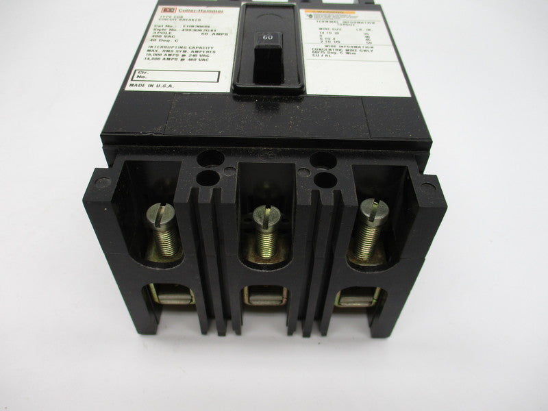 CUTLER HAMMER EHB3060L CIRCUIT BREAKER 60A 480VAC UNMP