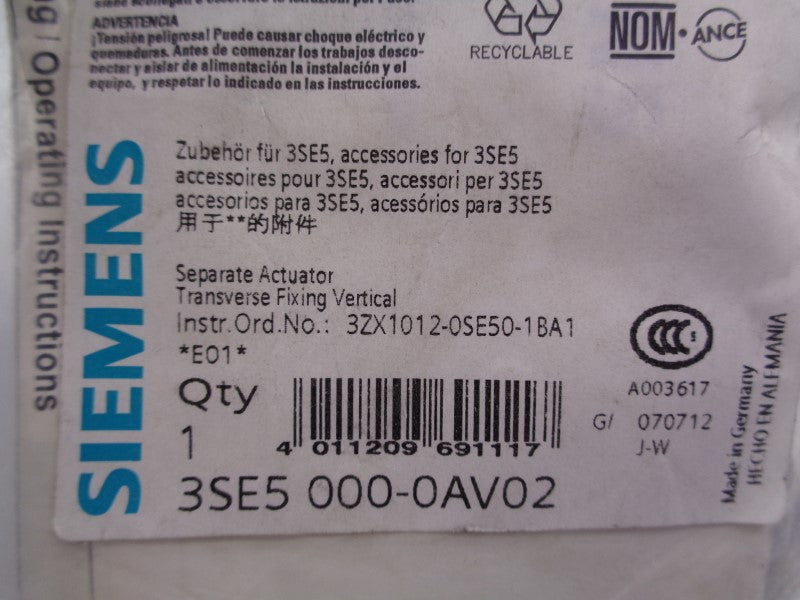 SIEMENS 3SE5000-0AV02 NSMP