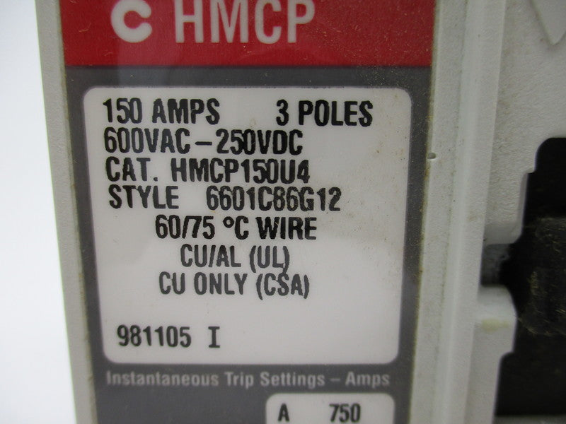 CUTLER HAMMER HMCP150U4  600VAC 150A NSNP
