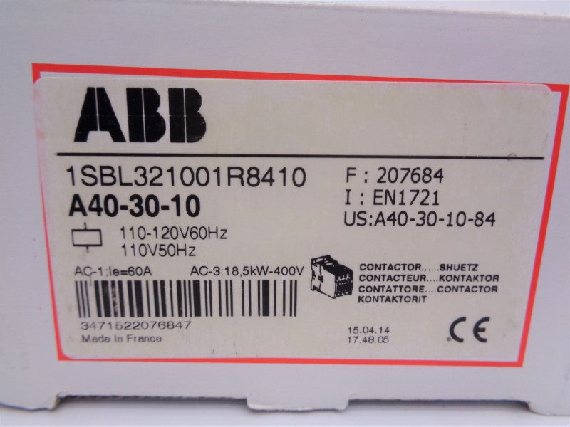 ABB A40-30-10-84 1SBL321001R8410 110/110-120V NSMP