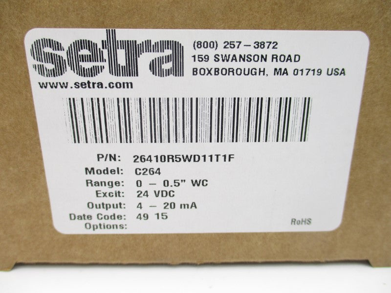 SETRA 26410R5WD11T1F 24VDC 0-0.5"WC NSMP