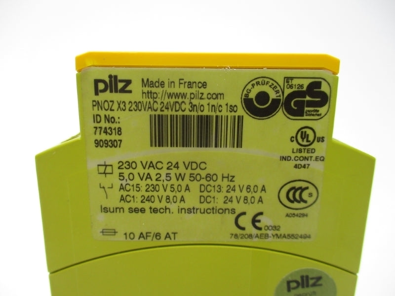 PILZ PNOZ-X3-230VAC-24VAC/DC-3N/O-1N/C-1SO UNMP