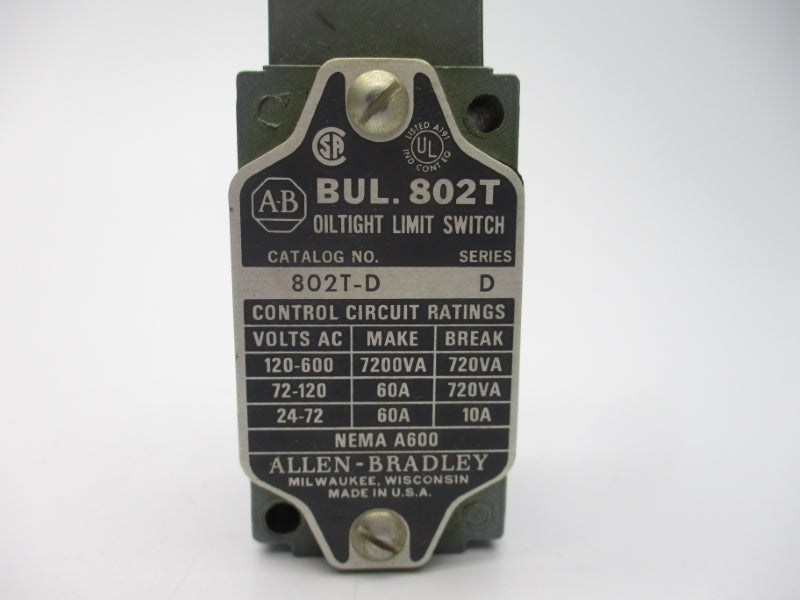 ALLEN BRADLEY 802T-D SER. D 120-600VAC 60A NSNP