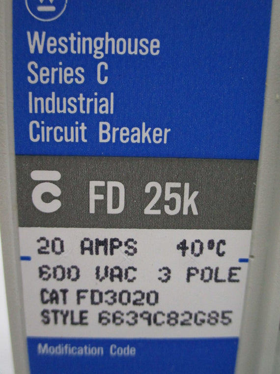 WESTINGHOUSE FD3020 600VAC 20A NSMP