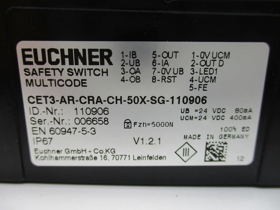 EUCHNER CET3-AR-CRA-CH-50X-SG-110906 NSMP