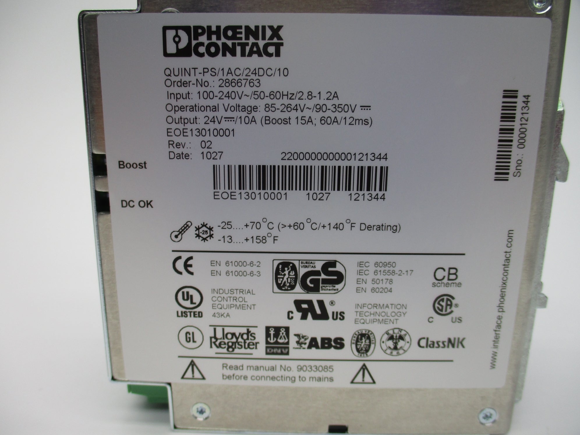 PHOENIX CONTACT QUINT-PS/1AC/24DC/10 2866763 NSNP