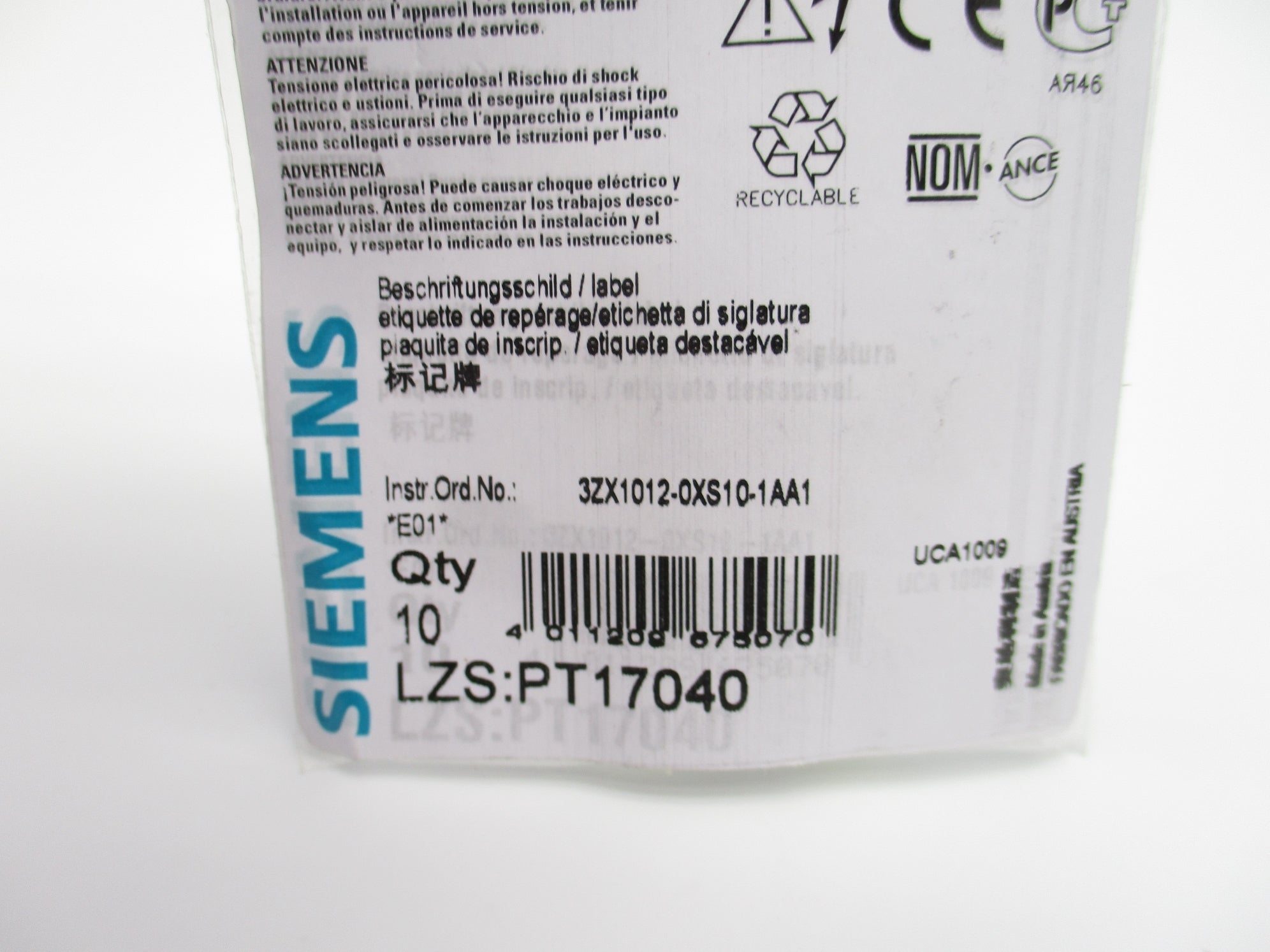 SIEMENS LZS:PT17040 (PKG OF 10) NSMP